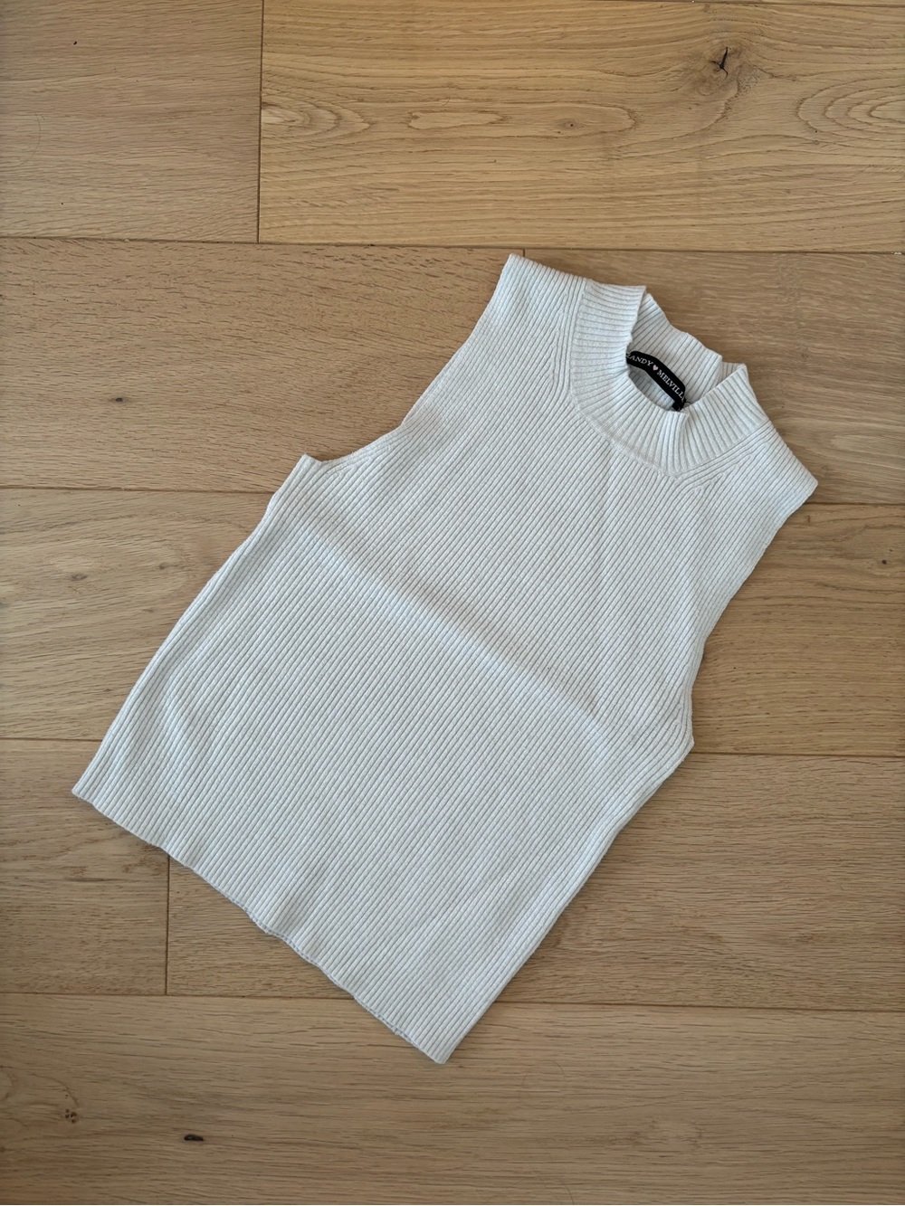 Brandy Melville White Ribbed Mock Neck Tank